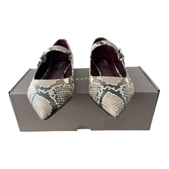Franco Sarto Nalin Pointed Mary Jane Flats Grey Snake Print Women’s Size 7.5 M - Picture 2 of 14